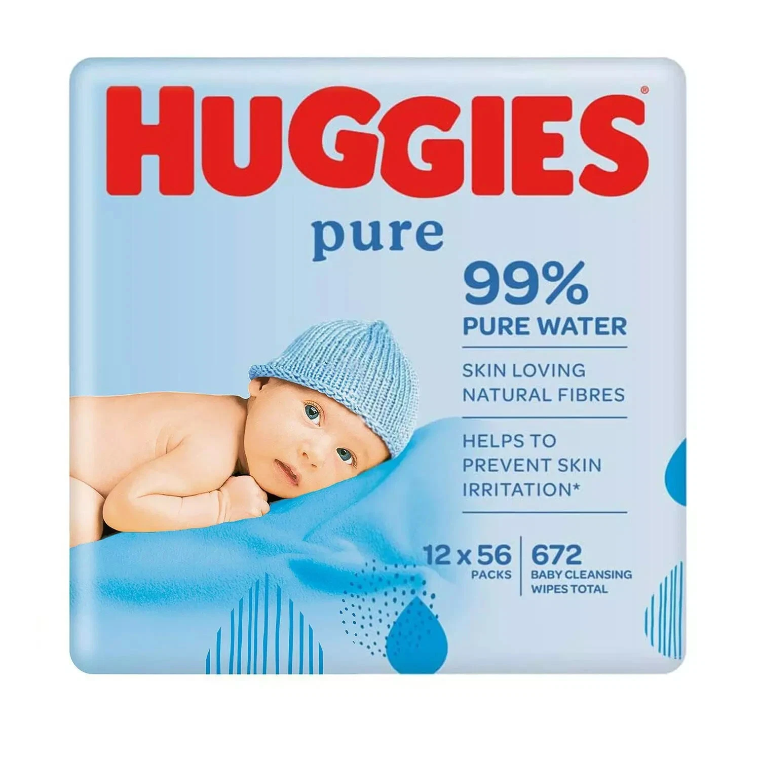 Huggies Pure Baby Wipes 12X56 WIPES