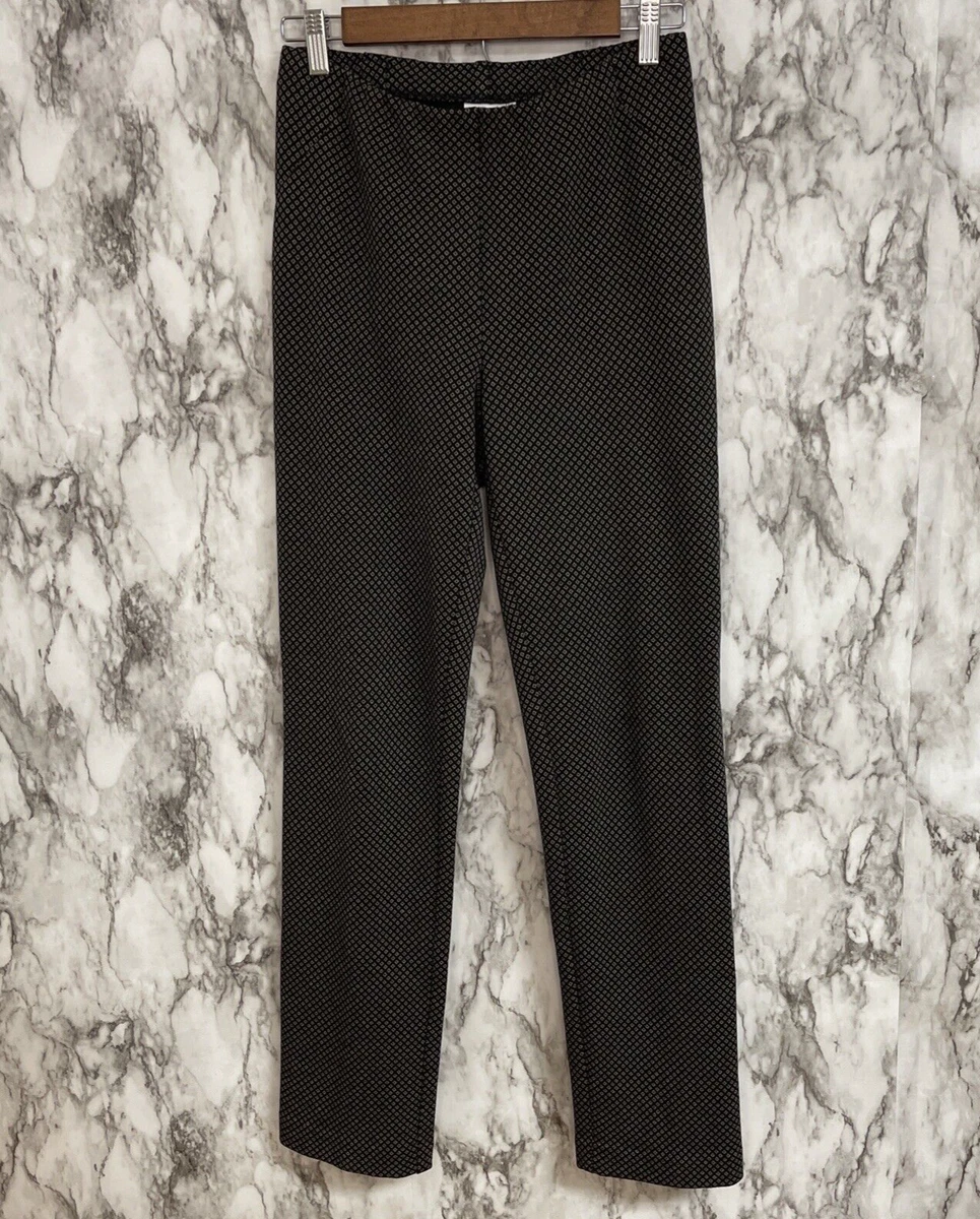 J Jill Women’s Ponte Slim Leg Black Dimond Print Pull-On Pants XS