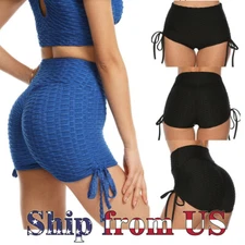 Women's Bubble Push Up High Waist Yoga Shorts Sports Pants Casual Gym Workout US