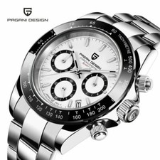 40mm PAGANI DESIGN white dial full Chronograph VK63 Quartz movement Men's Watch