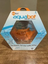 New In Box - Hexbug Aquabot Robotic Swimming Orange Fish Toy W/ Tank
