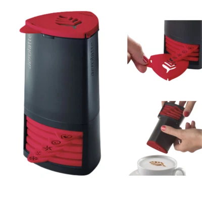 Aerolatte Cappuccino Künstler Schablone - 6 Designs für Kaffeekunst, schwarz/rot