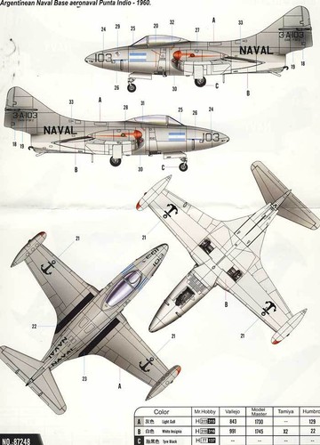 Hobbyboss F9F-2P Panther VF-123 No.123504 & 1960 Argentina 1:72 - Picture 3 of 3