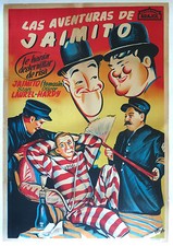 LAUREL and HARDY movie poster 1940s SPANISH Larry Semon JAIMITO ZIGOTO V. RARE