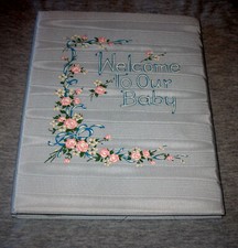 Vintage 1950 Baby Memory Book Taffeta Cover in Box Charlotte Becker Illust. Used