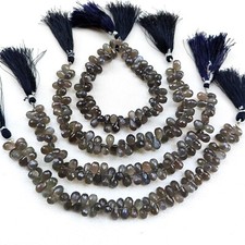 Natural Gray Moonstone 9x6 mm Size Faceted Teardrop Shape Beads 8" Strand