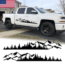 2pcs 75'' Black Mountain Forest Graphic Body Side Door Sticker For Pickup SUV