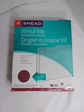 SMEAD REVERSIBLE FILE FOLDER, 1/2-CUT PRINTED TAB, LETTER, MAROON, 96/BOX