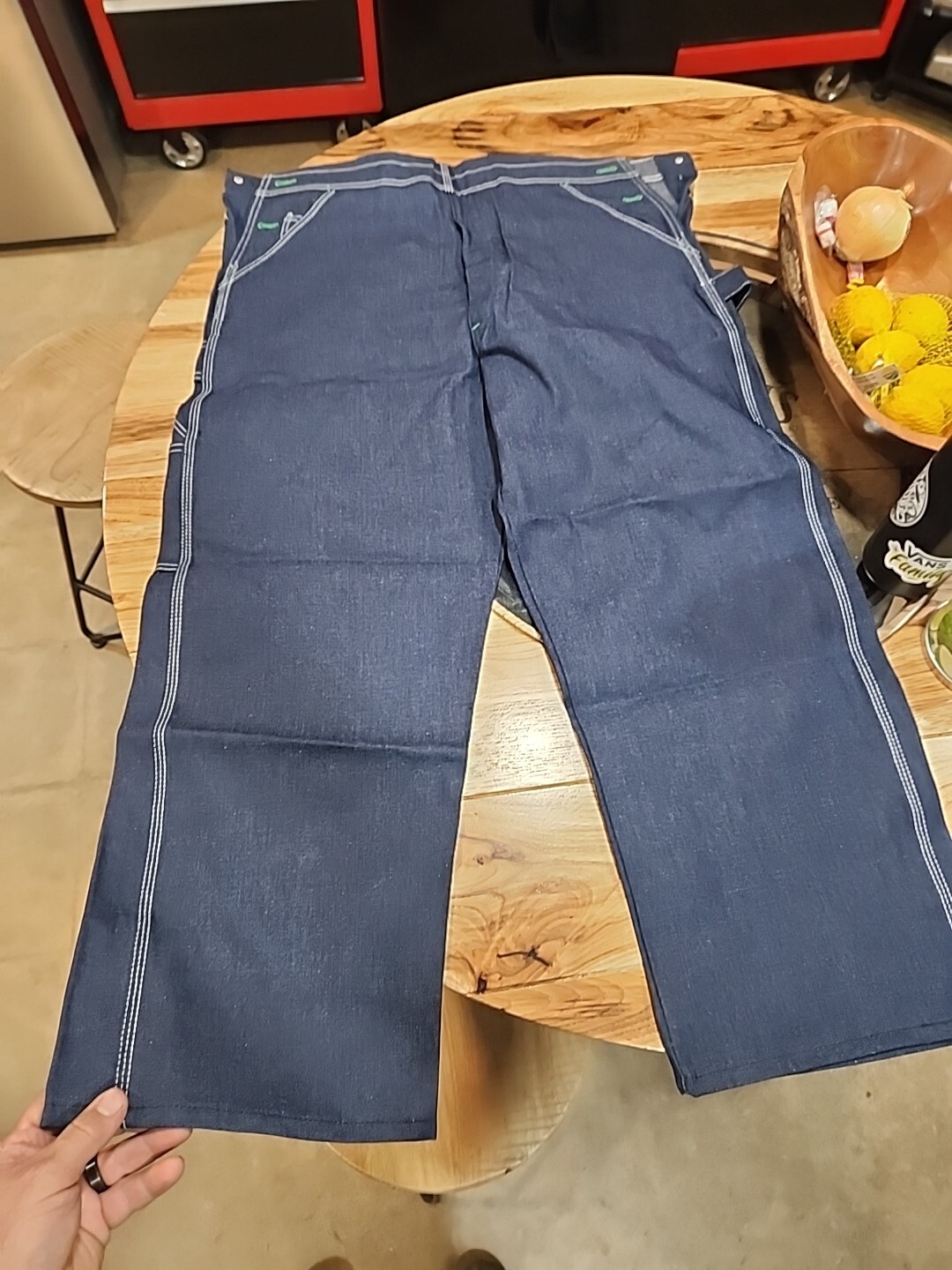 Vintage Pointer Brand Denim Blue Bib Overalls Men's Size 38x29 Made In