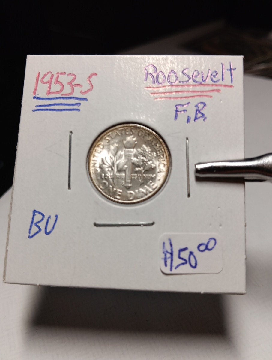 👉1953-S-Roosevelt Dime Full Bands Bu Choice A/395 | eBay
