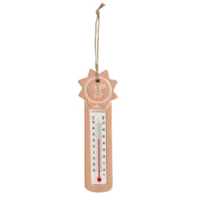 Terrakotta Gartenthermometer mit Sonnendeko Wandbehang Innen Außen Hängend