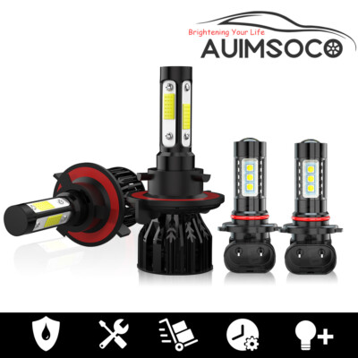 For Ford F-150 2004 2014 10000K LED Headlight Hi/Lo +Fog Light 4 Bulbs Combo kit