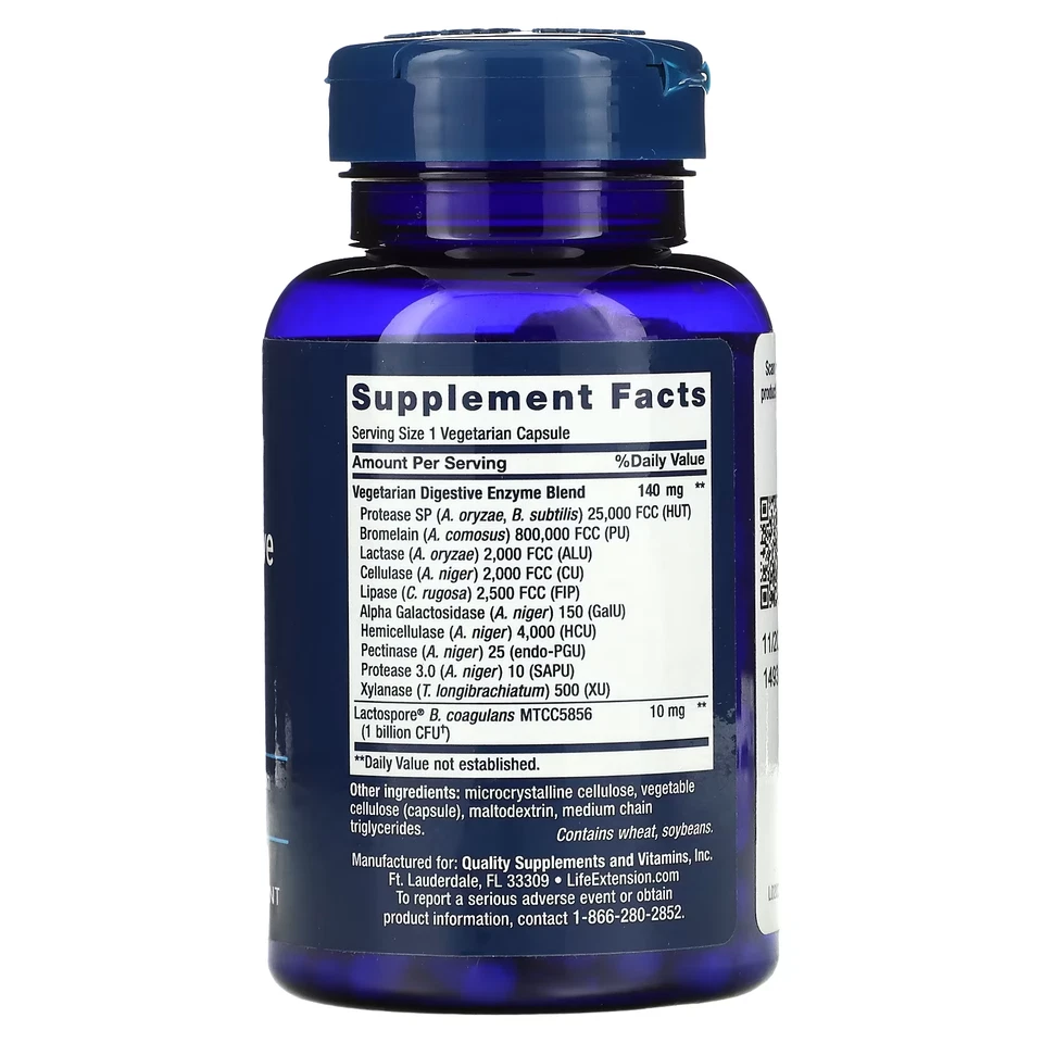 Life Extension, enzimas súper digestivas mejoradas y probióticos 60 cápsulas vegetales Foto 2 de 2