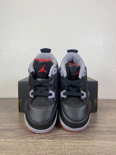 NEW Jordan 4 Retro Toddlers Black Bred Reimagined Sneakers BQ7670-006 Size 8C - Picture 4 of 5