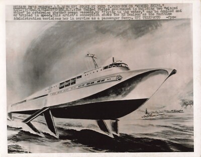 HS Denison Hydrofoil Boat 1961 Press Photo Winged Ships Artist Concepts  *P159a