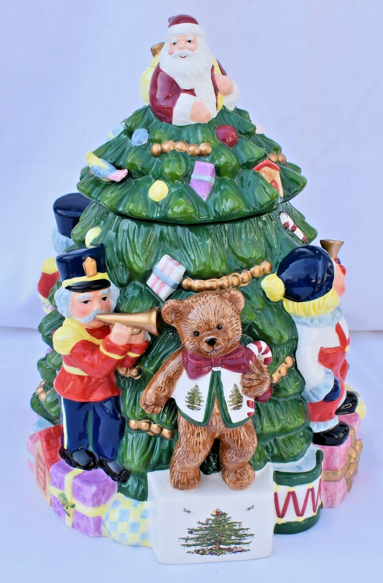 Spode - CHRISTMAS TREE COOKIE JAR - TOYS AROUND THE TREE - Hand