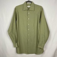 Calvin Klein 100  Cotton Men's Size 15.5 Green Button Down Dress Shirt
