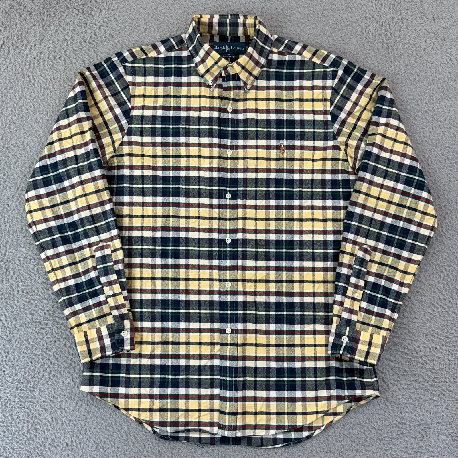 Polo Ralph Lauren camicia uomo media vestibilità personalizzata bottoni giallo plaid pony preppy