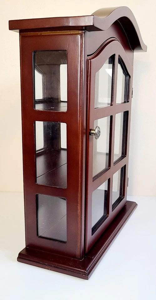 Armario Curio Independiente Madera de Cerezo Acabado Caoba con Paneles de Vidrio y Espejo Foto 2 de 4