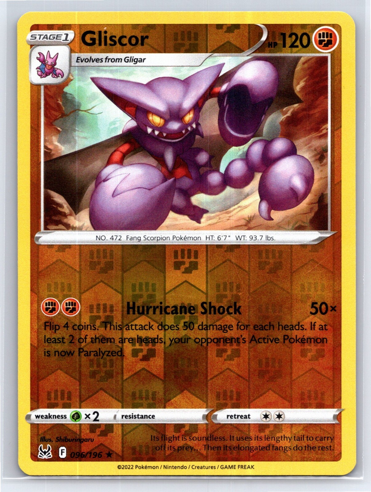 2022 Pokemon TCG - Lost Origins - Gliscor Reverse Holo Rare 96/196
