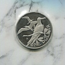 BRITISH VIRGIN ISLDS-5 SPECTACULAR 1973 PROOF BIRD COINS,INCLUDING SILVER DOLLAR