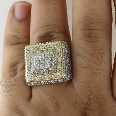 BIG SQUARE 10K YELLOW GOLD CT NATURAL DIAMOND