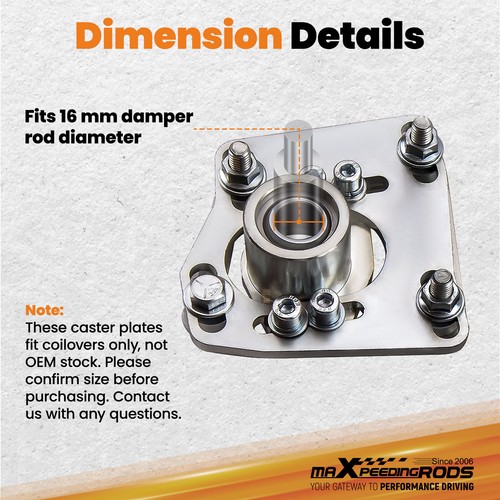Camber Plate Caster Fit For Ford Mustang 94-04 V6 V8 Front Upper Mount +/- 2.5 - Picture 2 of 12