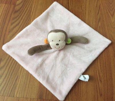 HTF Fiesta Pink Monkey Pacifier Holder Rattle Security Blanket/Lovey