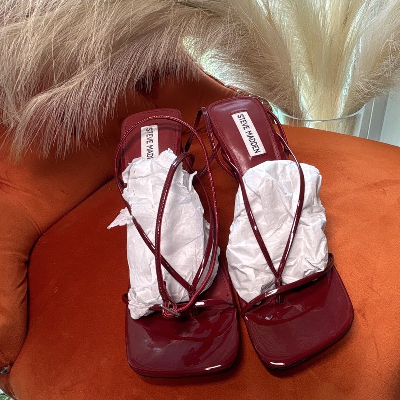 Steve Madden Annie Lace-Up Heels | Size 10 | Wine Patent | Original Box