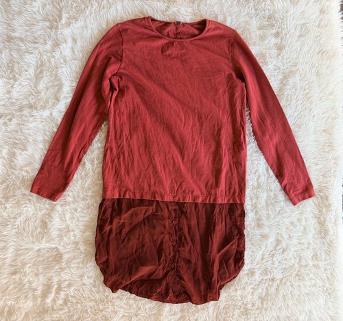 European Culture Long Sleeve Hybrid Tunic with Contrast Hem