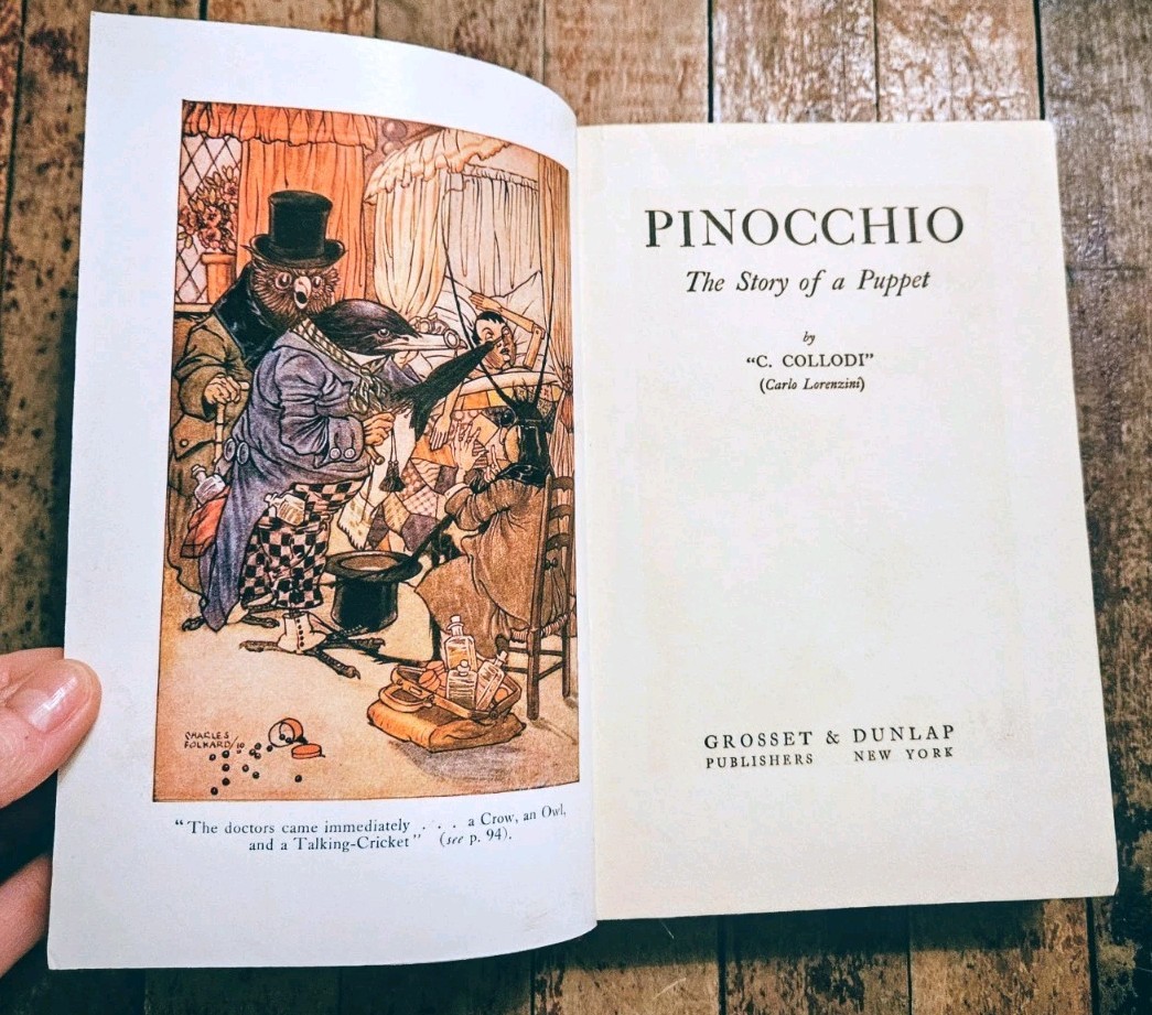 Early 1900s. Pinocchio by C. Collodi | Hardcover Antique Classic Book Orange