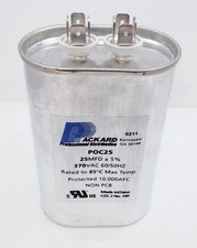 Packard Run Capacitor, Oval, 25 Mfd., 370 Volt, TOC25, 25-370