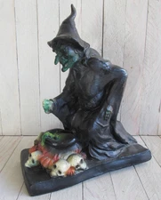 Vtg Halloween The Paper Magic Group Blow Mold Witch Cauldron with Skulls 1996