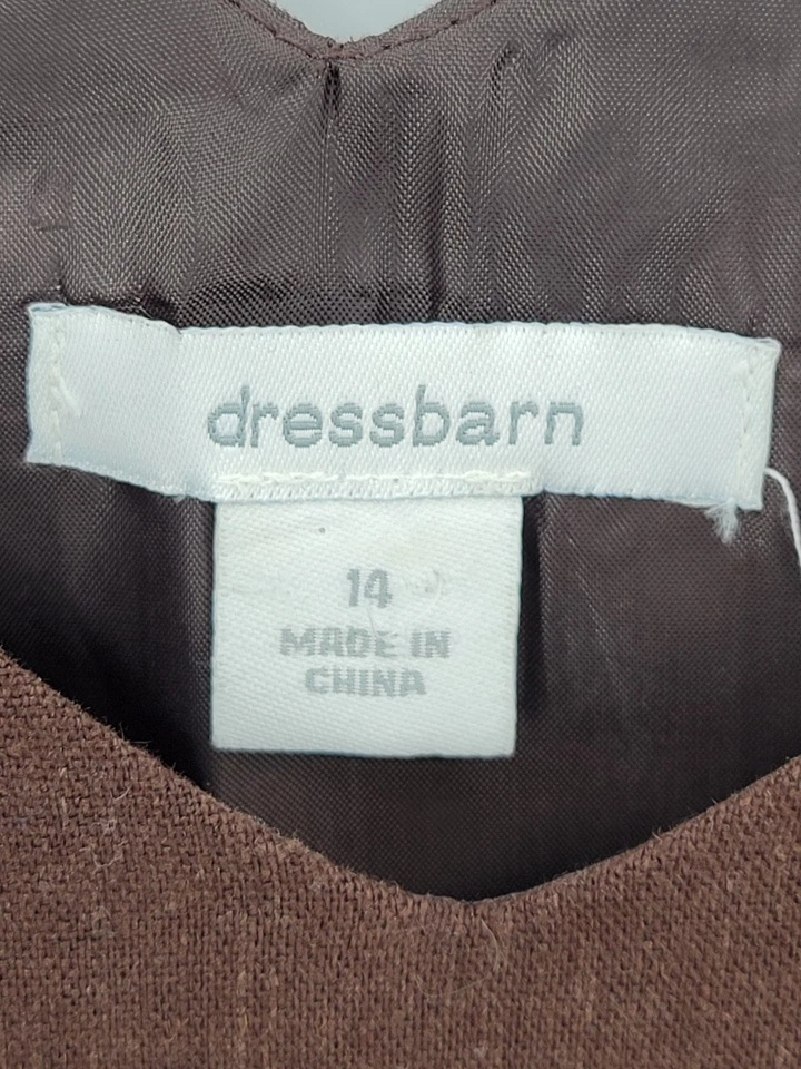 Top Dressbarn para mujer 14 marrón lino bordado floral sin mangas artístico Foto 3 de 4