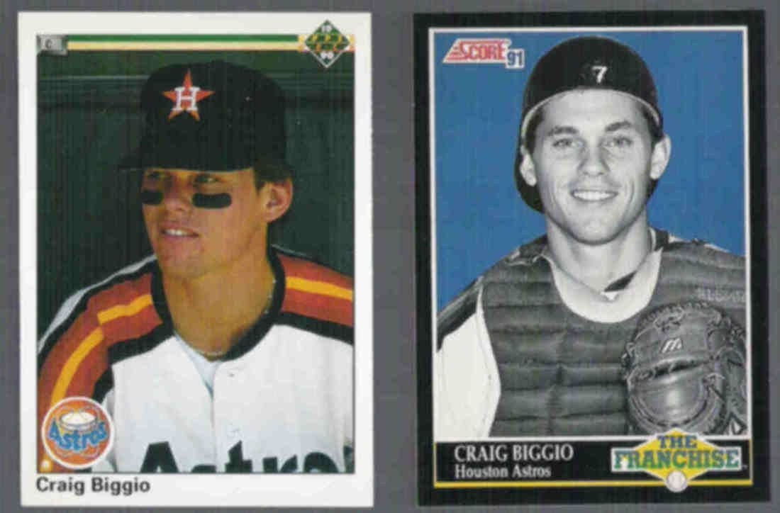 CRAIG BIGGIO 1990 Upper Deck #104 + 1991 Score Franchise #872.  ASTROS