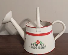 Decorative BURPEE 'TOOLS FOR THE GARDEN' Porcelain over Metal Watering Can VTG?