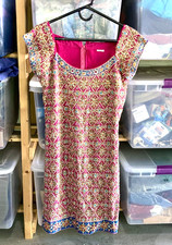 India Pakistani Beaded Jeweled Zip Back Dress 36" Long