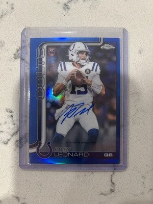 2025 Topps Chrome Riley Leonard RC Auto Rookie RA-RL Blue Refractor #/150