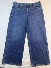 American Eagle Womens High Rise Ultra Wide Leg Jeans Size 14 Regular Blue Denim