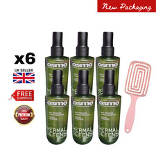 6 x Osmo Thermal Defense Heat Protector 250ml + Styling Hair Brush Bundle