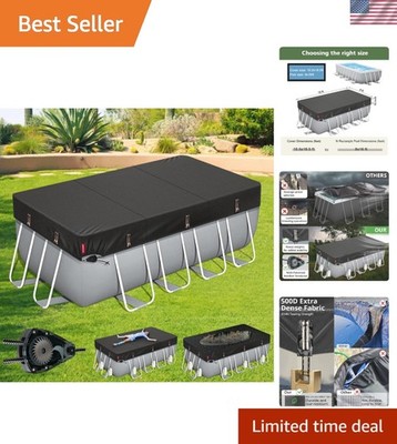 8x16 ft Windproof Solar Pool Cover - Black Oxford Fabric for Above Ground Pools
