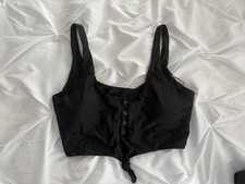 Zaful Tankini Womens Black Snap Button Knot Front Hem Cropped Top New 10