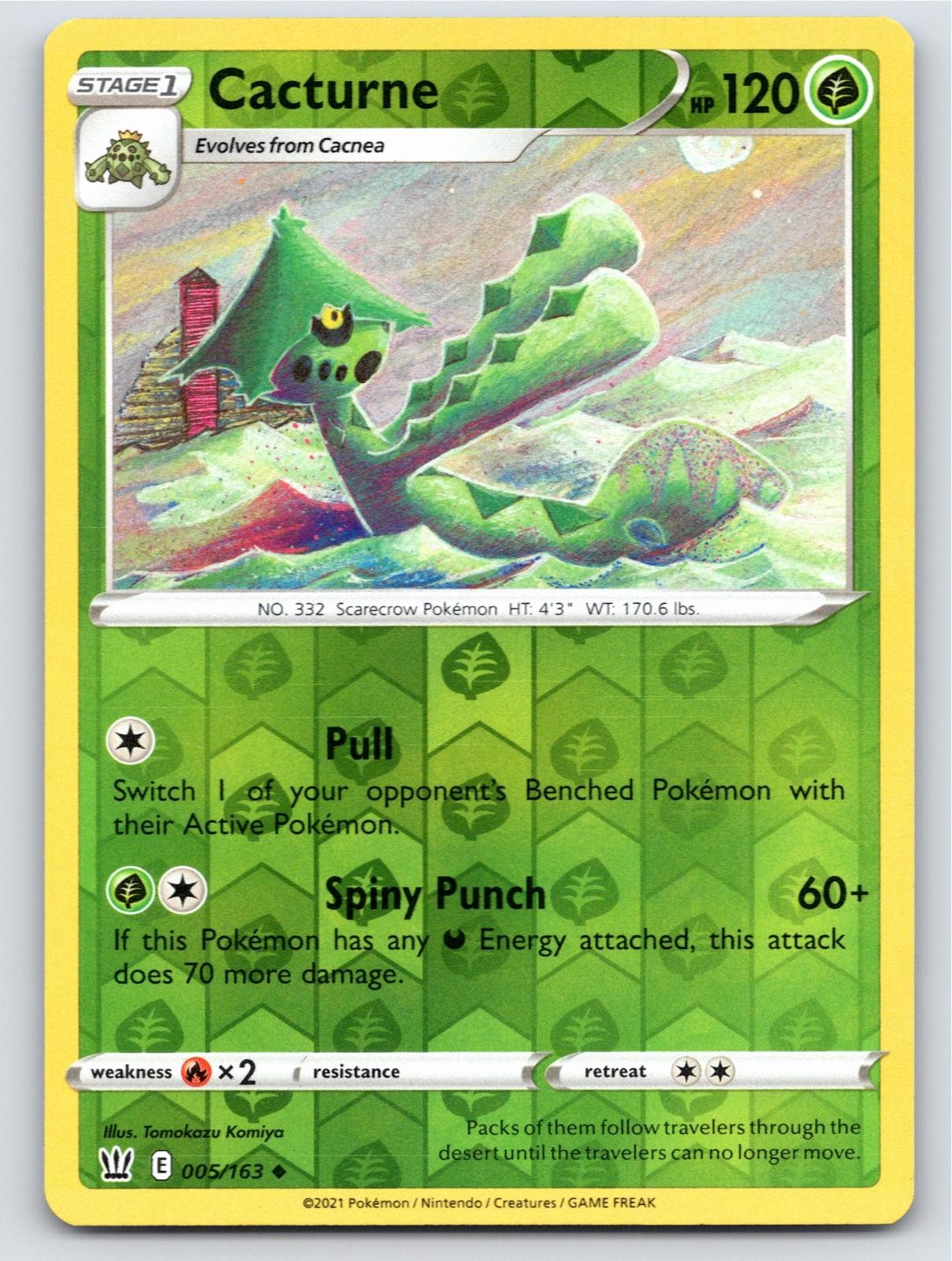 POKEMON CACTURNE BATTLE STYLES 005/163 REVERSE HOLO UNCOMMON NM A45350 FREE S&H