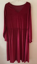 SHEIN Curve Red Velvet Long Sleeve Pullover Dress Party Holiday Size 4XL
