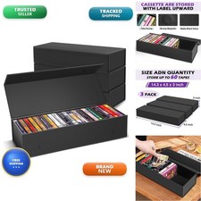 3 Pack Cassette Tape Storage Box Store 60 Cases Media Organizer
