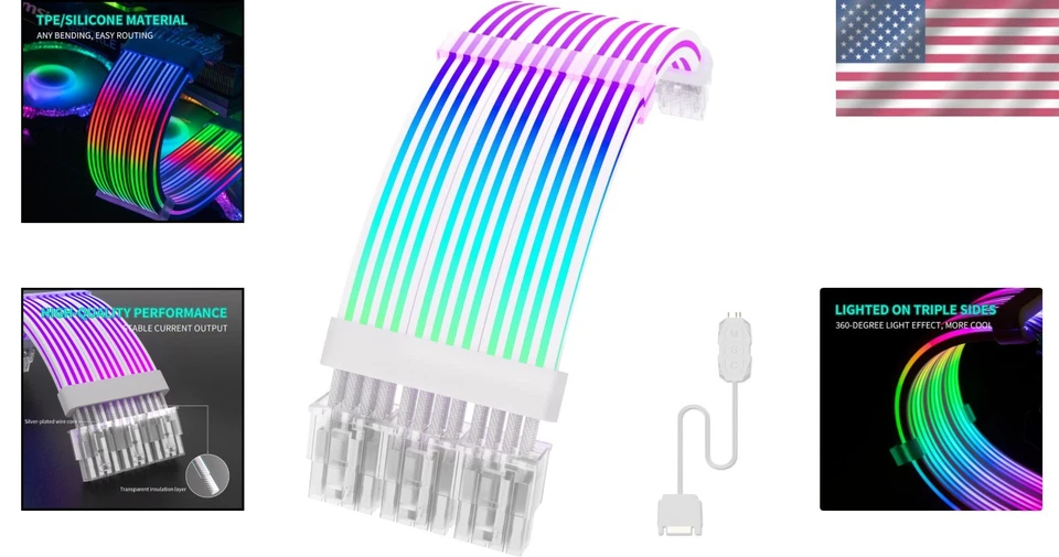 Elegant White RGB Power Supply Extension – 3 x 8Pin Cable for Optimal Aesthetics - Image 2 of 4