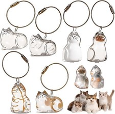 Katzenhaar Gedenkkapsel Schlüsselanhänger, 6 Stück Transparent Katze Schlüsselring Cat Memorial