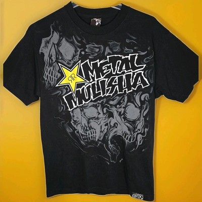 Vintage Y2K Metal Mulisha x Rockstar Energy Shirt Men s Large Black Skull Rare