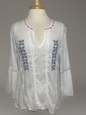 NWT New Women s Natural Life White Boho Design Embroidered Stitching Medium /S/