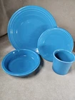 Homer Laughlin Co FIESTA Fiestaware Retired 4 Piece Place PEACOCK With Box -Read